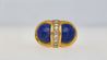 Vintage Cabochon Cut Lapis Lazuli and Diamond in 18K Yellow Gold Statement Rings